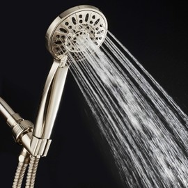 AquaDance High Pressure 6-Setting Full Brushed Nickel 4" Handheld Shower with Hose, The Ultimate Shower Experience Officially Independently Tested to Strict US Quality & Performance Standards -1.8 GPM