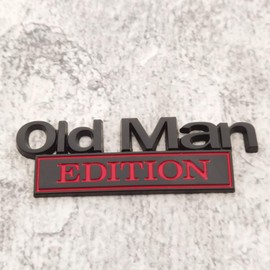 1pc Old Man Edition Metal Emblem Badge Sticker Decal for Car Truck Fits Fender or Rear Tailgate Bumper Stickers (Black and red)