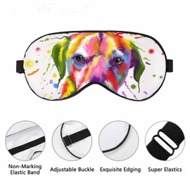 Vnwoalu Dog Sleep Eye Mask Watercolor Animals Men Women Sleep Mask with Adjustable Strap Eye Cover Eye Shade for Travel, Nap,Meditation