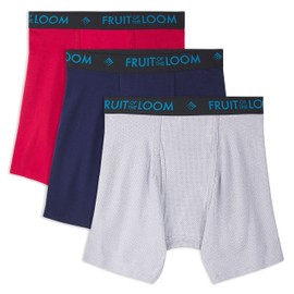 Fruit of the Loom Mens 3PK Assorted Breathable MID Rise Boxer Brief, Size Medium