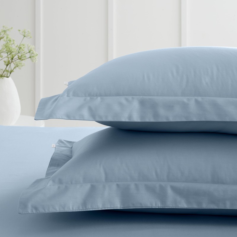 Bianca 200 Thread Count Cotton Percale Oxford Pillowcase Pair Blue
