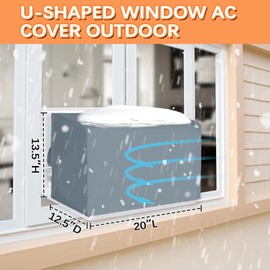 20"L x 13.5"H x 12.5"D Outdoor Window Air Conditioner Cover Compatible with Midea U-Shaped Air Conditioner 8000/10000/120000 BTU, 3 Layers Insulation AC Cover, Air Conditioner Covers Outside, Grey
