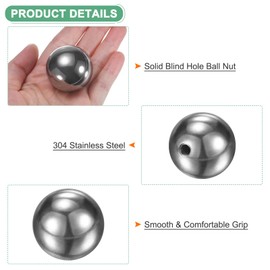 M METERXITY 1 Piece Screw Ball Nut Knob M6x35mm 304 Stainless Steel Female Thread Ball Nut Cap for Lighting Fixture, Machinery, DIY Round Substantial Screw Cap Cover [Silver]