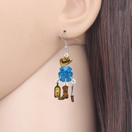 BAMAY Western Cowboy Boots Hat Cowgirl Earrings Hanging Acrylic Vintage Jewellery Rodeo Party Outfits Accessories Cowgirl Gifts for Women Girls, Acrylic, No Gemstone