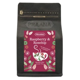 PRAANA TEA - Ceylon Black Tea with Real Rosehip and Raspberry Pieces - 100 g