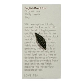 Love Tea English Breakfast Pyramid Tea Bags, 20 Tea Bags