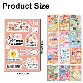 Tinoaly 12pcs Family Scrapbook Stickers, Planner Journal Stickers Photo Album Embellishment Memory Decals for Family Bonding Cherished Moments Vision Board Party Decor