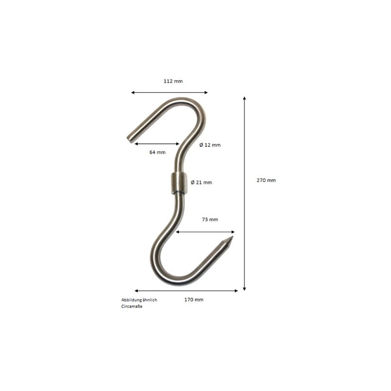 TAMLED Meat Hook Swivel Hook 28 cm Diameter 12 mm