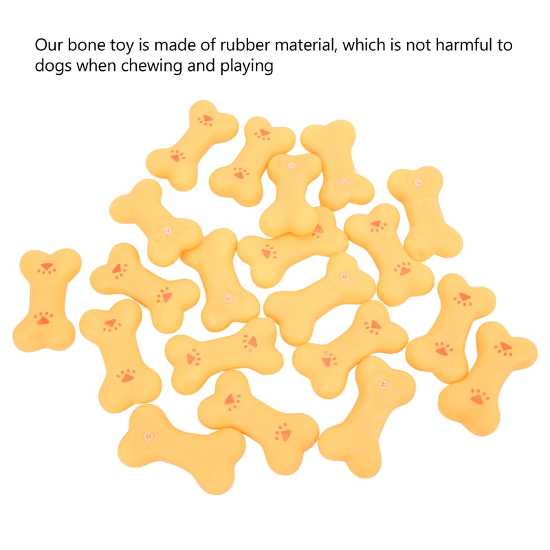 20pcs Rubber Dog Squeaky Bone Toy Teeth Cleaning Dog Bone