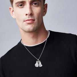 Boxing Glove/Scorpion/Eye of Horus Chain for Men Sterling Silver Jewellery Sport Vintage Punk Pendant Jewellery Celtic Knot Chain Gifts for Men Boys, Sterling Silver, No Gemstone