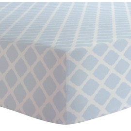 Kushies Crib Sheet, Soft 100% Breathable Cotton Flannel, Made in Canada, Blue Lattice