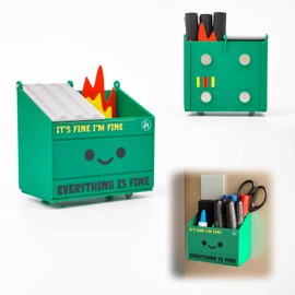 Tian Zhun Dumpster Fire Magnetic Pen Holder Funny Magnetic Pencil Holder Magnetic Locker Organizer for Refrigerator Whiteboard Home Office Hospital Big Marker Pen Storage 4.73 x 4.3 x 2.75 Inch