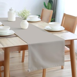 Encasa Table Runner Größe 32x150 cm | Baumwoll -Leinwand Stoff | Hellgrau Solid Color | Waschbarer und dauerhaft