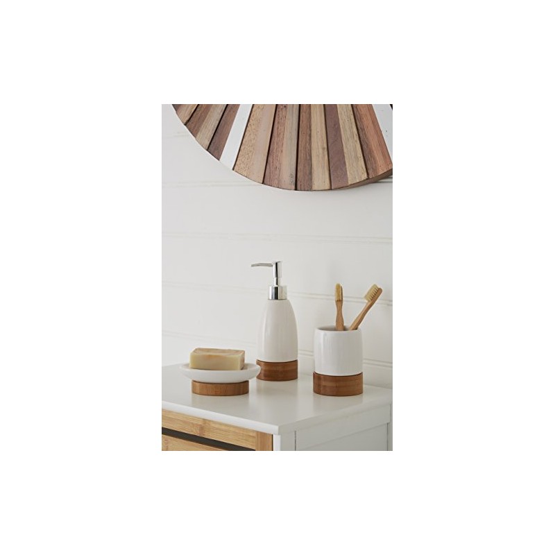 Premier Housewares Earth Bathroom Set-White/Bamboo-3 Piece, Dolomite, 20 x 21