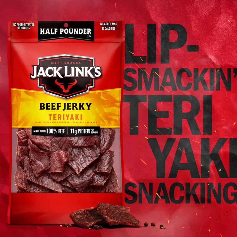 Jack Link's Beef Jerky, Teriyaki, Half Pounder Large Jerky Bag