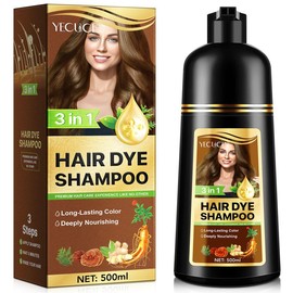 Yecuce New Arrival: YECUCE 3-in-1 Black Hair Color Shampoo – Long-Lasting Hair Dye & Care, 500ml - Specification: Hair Dye Shampoo 3 in 1-Coffee