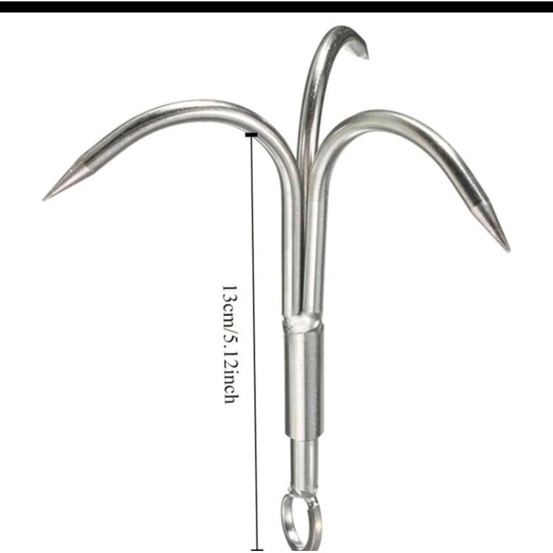 Cyfie Grappling Hook Grapnel Hook, 3-Claw Stainless Steel Tree Assorted