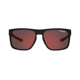 Tifosi Optics Swick Sunglasses Bundle with Case and Eyewear Straps (Satin Black Crimson/Smoke Red Mirror)