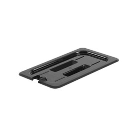 TrueCraftware- 1/4 Size Notched Polycarbonate Handled Food Pan Lid Black Color-Food Storage Container Cover Restaurant Commercial Hotel Pans Cover for Food Prep Fruits Vegetables Beans Corns