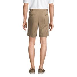 Lands' End Men s No Iron 9 Pleat Front Comfort Waist Chino Shorts Khaki Regular 35