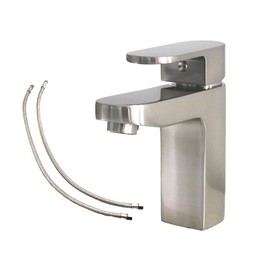 Modern Minimalist Faucet, Contemporary Single Handle Design, Brushed Nickle Finish for Bathroom Vanity and RV Sinks