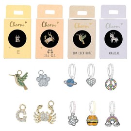 Silver-Plated or Gold-Plated Charm Pendant for Hoop Earrings No. 33 - Heart Gold, Alloy Steel