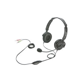 BUFFALO 両耳ヘッドバンド式ヘッドセット 半密閉/ノイズキャンセリングマイク搭載 ブラック BSHSH12BK