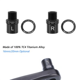 ALEOED Bicycle Pedal Extenders, Titanium Alloy 16/20mm Pedal Extended with Washer for All 9/16 in Threaded Pedals Bike SPD MT MTB BMX Road Mountain Bike(20mm)