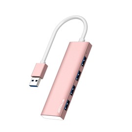ANYPLUS USB Hub, USB 3.0 Hub Aluminum Alloy Ultra Slim USB Splitter, Portable 4 Port USB Extender, USB Hub for Laptop, PC, MacBook, iMac, Surface Pro, Mac Pro, Flash Drive, XPS 【Pink】