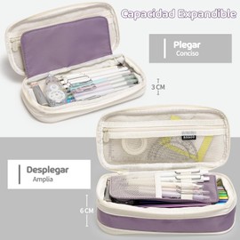 MESVIER Estuche para Lápices de Gran Capacidad, Lapicera Expandible con 4 Compartimientos, Lapiceras Organizadoras Aesthetic para Escolar Oficina Trabajo