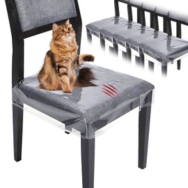 LDXDRU 6 Pack Plastic Chair Covers for Dining Chair, Clear Chair Seat Cover Plastic Covers, PVC Seat Chair Protector, Waterproof Kitty Scratch Resistant Vinyl Chair Covers for Most 18.5-20 Inch Chair
