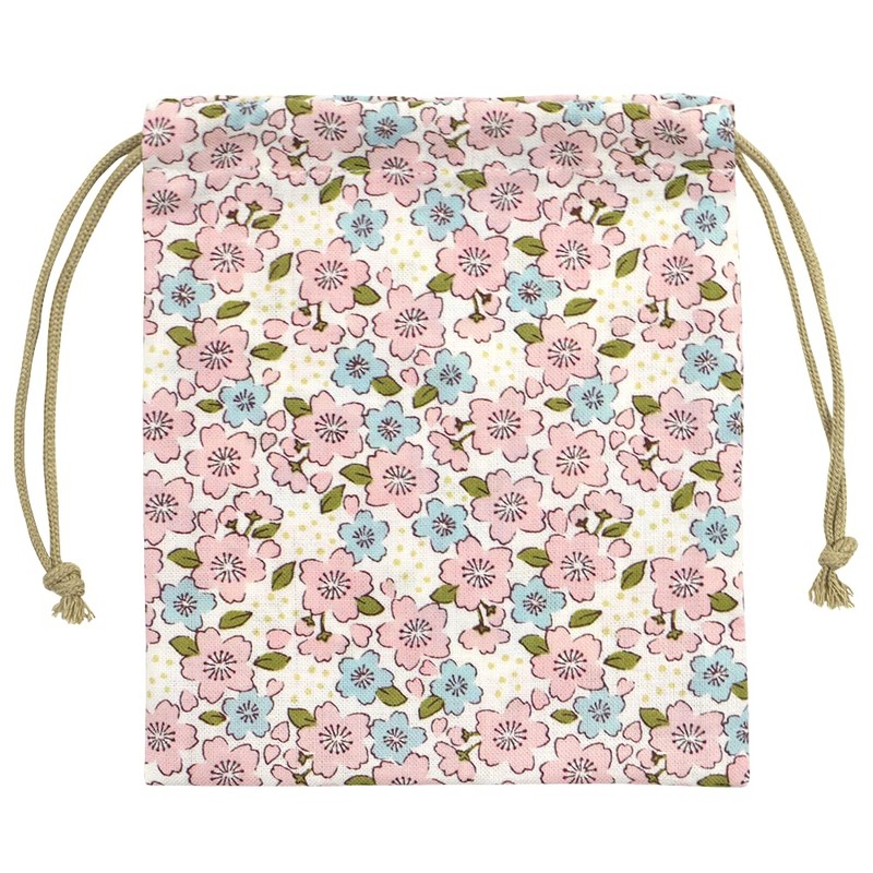 Hama Pattern, Small Drawstring Bag, Love Cherry Blossom, Pink
