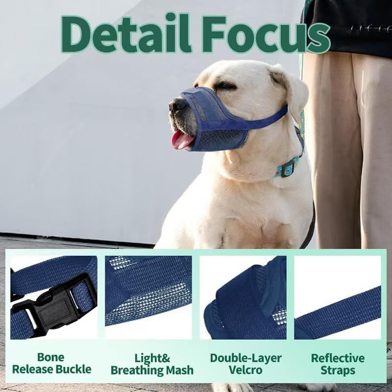 Dog Muzzle Soft Mesh Muzzle for Pets with Adjustable Drinking