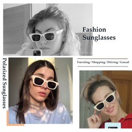 FEISEDY Retro Rectangular Polarized Sunglasses 90's Vintage Frame UV400 Protection for Women Men B2677
