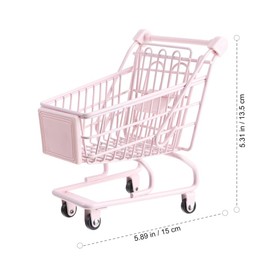 STOBOK Mini Shopping Basket Miniature Shopping Cart Storage Pink Mini Supermarket Basket Toy Dolls House Furniture Decoration for Kids (cart