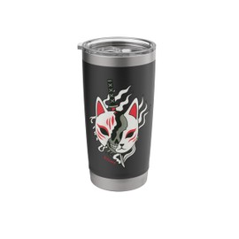 Kitsune Samurai Fox Nine-Tailed Mask Art Anime Stainless Steel Insulated Tumbler