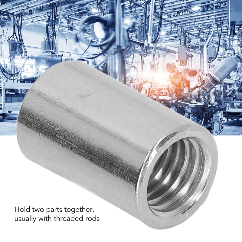 10Pcs Coupling Nut Round Rod Connector Female Thread 304 Stainless