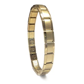 SB-009 Fully Gold Color Italian Starter Charm 21 Links Modular Bracelet, Stainless Steel