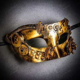 ILOVEMASKS Gold Steampunk Masquerade Ball Party Eye Mask Buring Man Cosplay Dress UP Mask