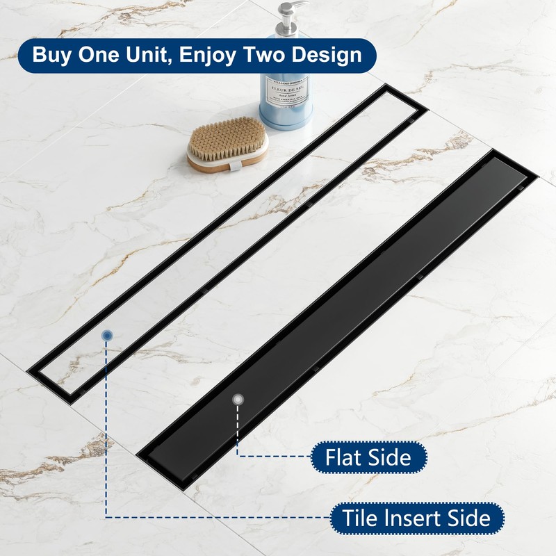 Neodrain 24-Inch Offset Linear Shower Drain with Tile Insert Grate