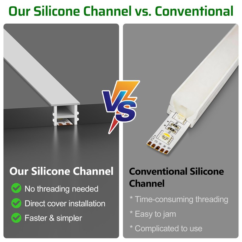 Bingotec 16.4Ft Silicone LED Channel System, Flexible LED Strip Diffuser