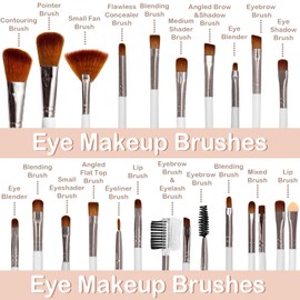 GZIXBDA Makeup Brush Set, 52Pcs Makeup Tool Set Premium Synthetic Foundation Concealers Powder Eye Shadows Makeup Brushes Kit for for Beginner Professional, Beige