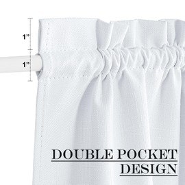 NICETOWN White Linen French Door Curtains, Thermal Insulated Privacy 100% Blackout Window Curtains Panel, Front Door Shade Covering for Bedroom, W26 x L72 Inch, 1 Panel