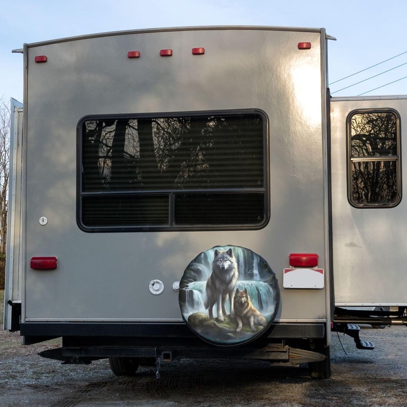 Foruidea 3D Printed Wolf Spare Tire Cover Dust-Proof Wheel Tire