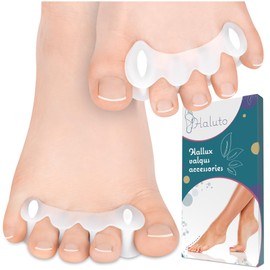 HALUTO Premium Toe Separator for All Toes - Hallux Valgus Correction - Toe Separator for Overlapping Toes - Bunion Correction - Hammer Toe Correction - Toe Stretcher