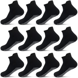 ELUTONG Toddler Non Slip Ankle Socks 12 Pairs with Non Skid Grip Socks for 1-7T Baby Boys Girls Kids