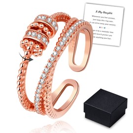 to My Daughter - Fidget Ring, 925 Sterling Silver Anxiety Ring Fidget Ring Women Spinner Rings, Women Spinner Rings for Anxiety (Copper)