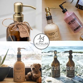 ALTGLAS Stainless Steel Liquid Soap Dispenser Pump 'Zagreb' - Replacement with 28mm thread e.g. Jack bottle Upcycling (Vintage Brass)