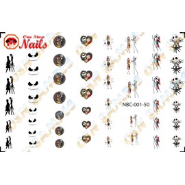 Clear waterslide Nail Art Decals (Tattoos) by DimOxy Designs Themed for Jack The Skellington, The Christmas Nightmare (Ver.1) Lovers.
