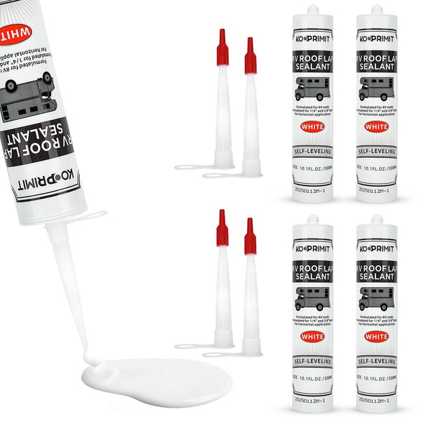 KOOPRIMIT RV Roof Sealant 4 Pack, Self-Leveling Lap Sealant White,